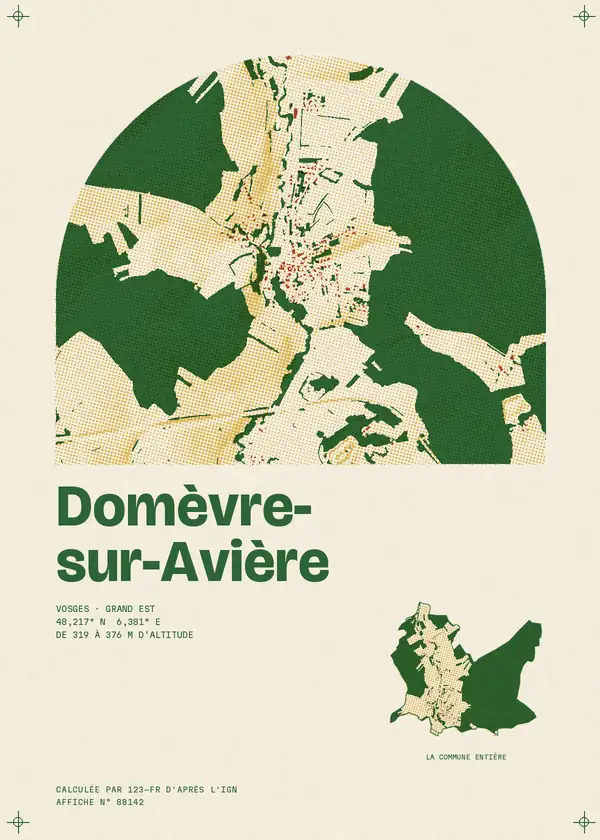 Affiche de Domèvre-sur-Avière, calculée par 123-fr d'après l'IGN