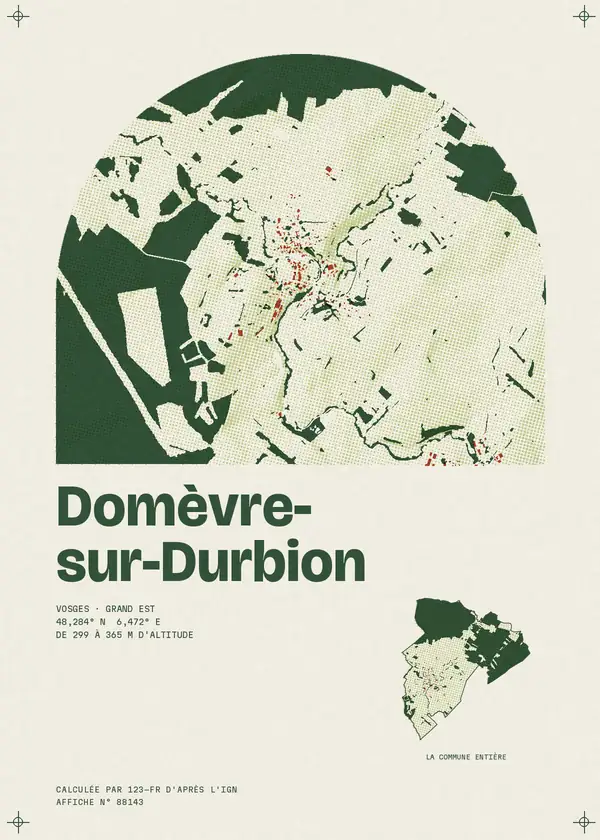 Affiche de Domèvre-sur-Durbion, calculée par 123-fr d'après l'IGN