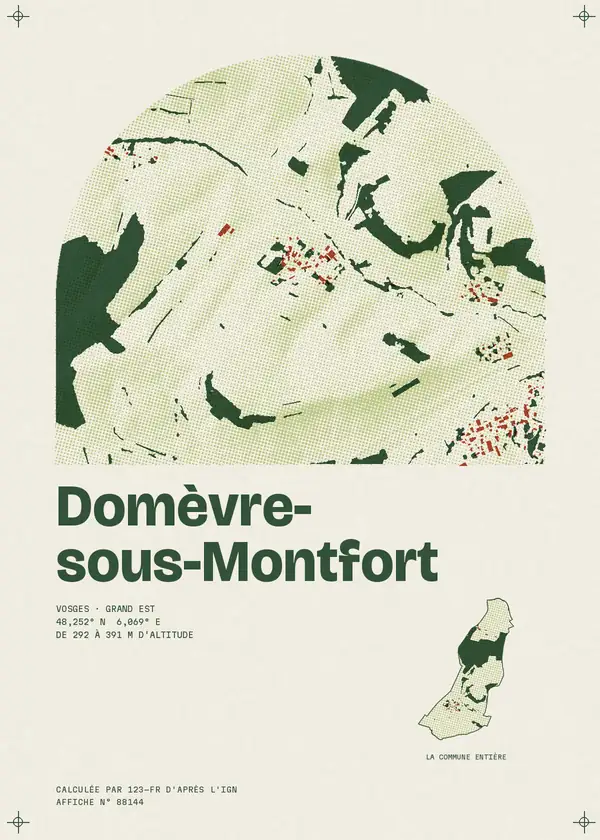 Affiche de Domèvre-sous-Montfort, calculée par 123-fr d'après l'IGN