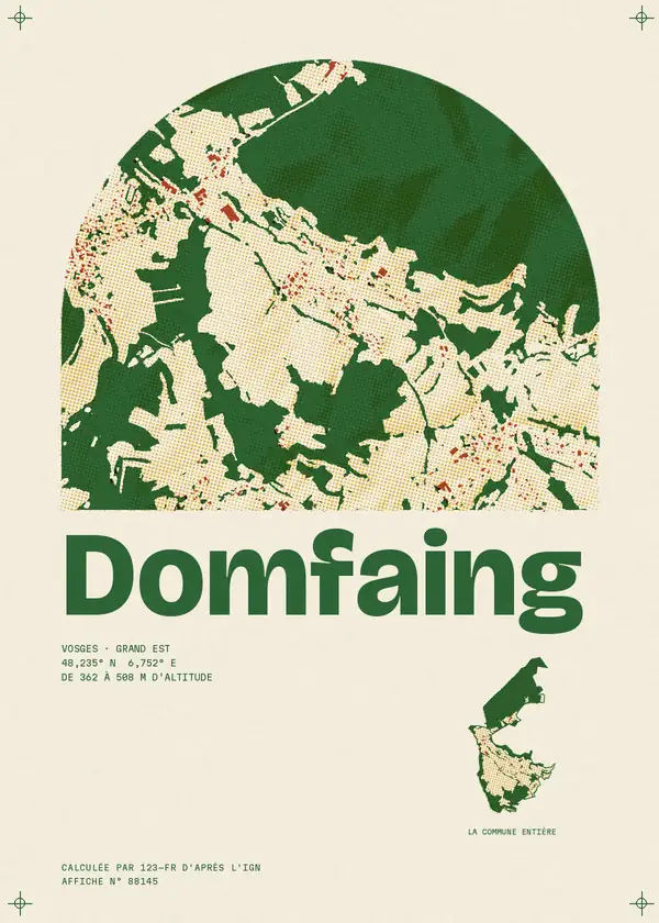 Affiche de Domfaing, calculée par 123-fr d'après l'IGN