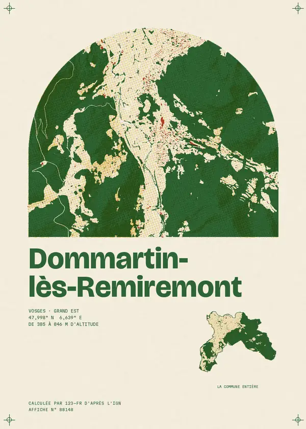 Affiche de Dommartin-lès-Remiremont, calculée par 123-fr d'après l'IGN