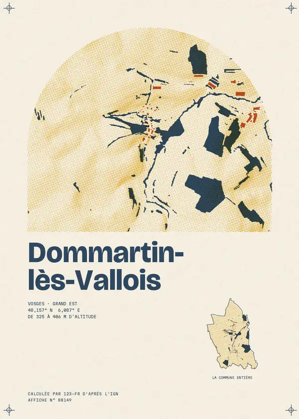 Affiche de Dommartin-lès-Vallois, calculée par 123-fr d'après l'IGN