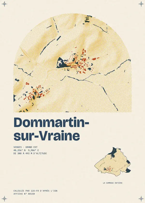 Affiche de Dommartin-sur-Vraine, calculée par 123-fr d'après l'IGN