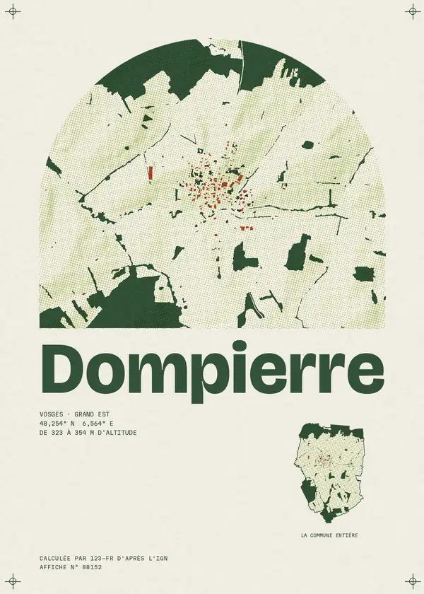 Affiche de Dompierre, calculée par 123-fr d'après l'IGN