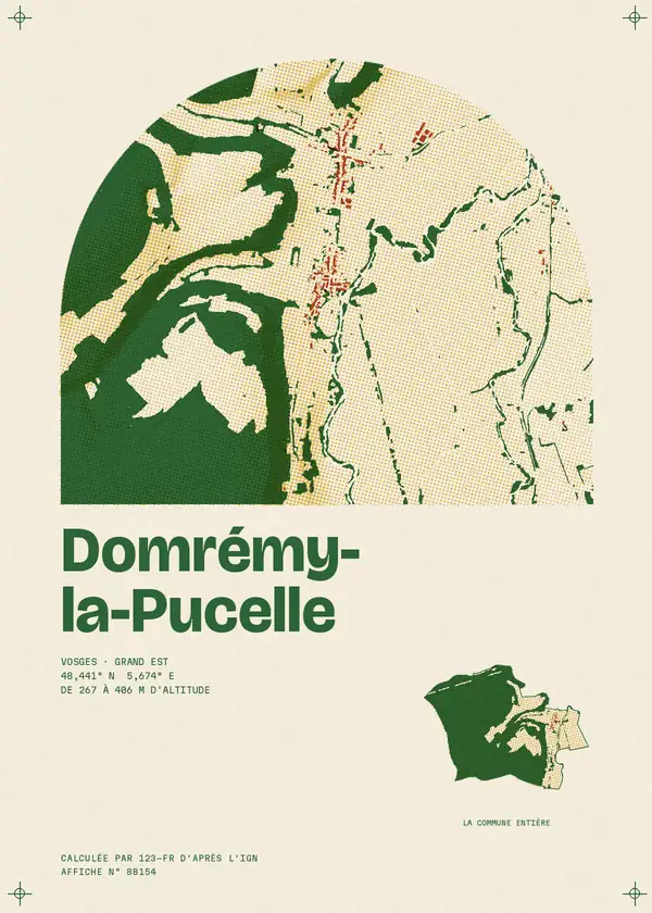 Affiche de Domrémy-la-Pucelle, calculée par 123-fr d'après l'IGN
