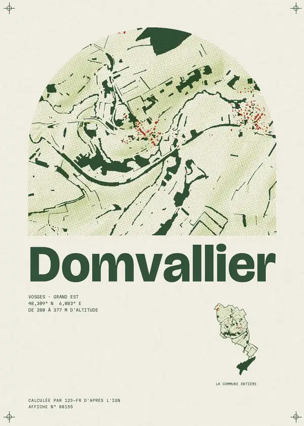 Affiche de Domvallier, calculée par 123-fr d'après l'IGN