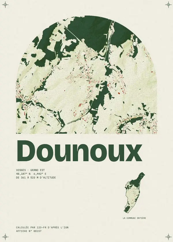 Affiche de Dounoux, calculée par 123-fr d'après l'IGN