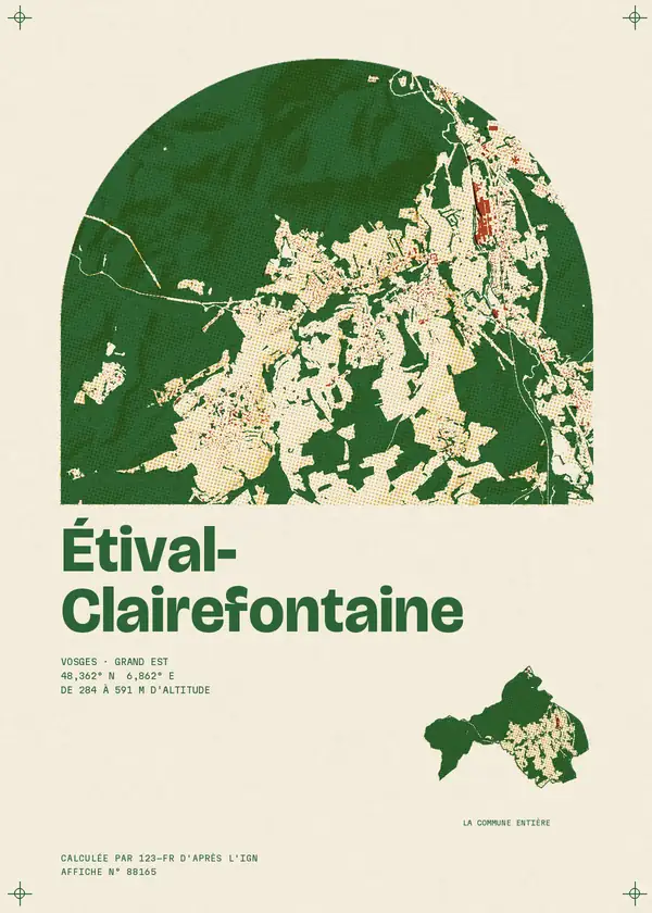 Affiche de Étival-Clairefontaine, calculée par 123-fr d'après l'IGN