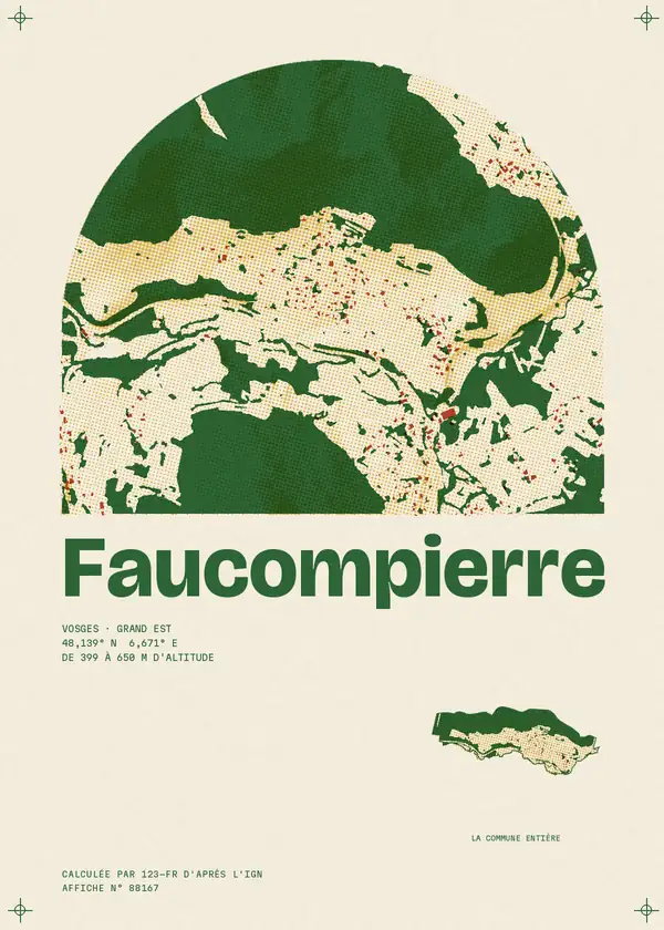 Affiche de Faucompierre, calculée par 123-fr d'après l'IGN
