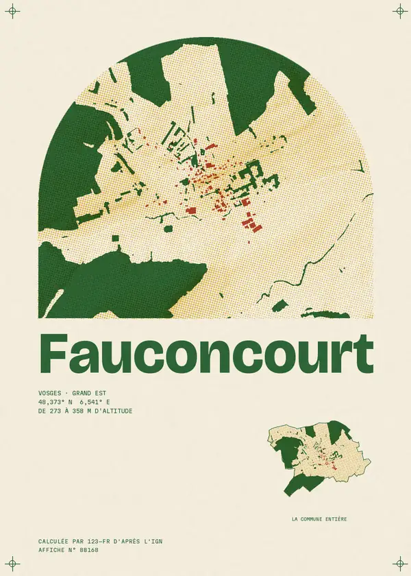 Affiche de Fauconcourt, calculée par 123-fr d'après l'IGN