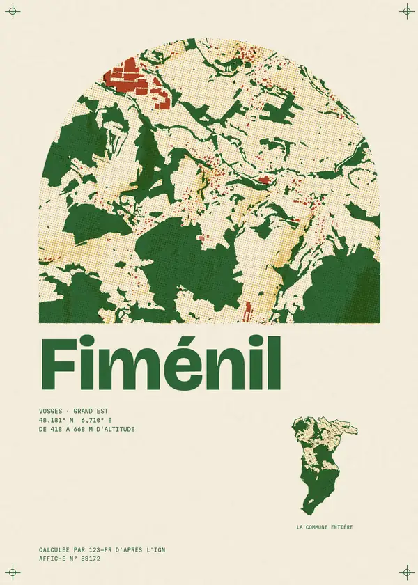 Affiche de Fiménil, calculée par 123-fr d'après l'IGN
