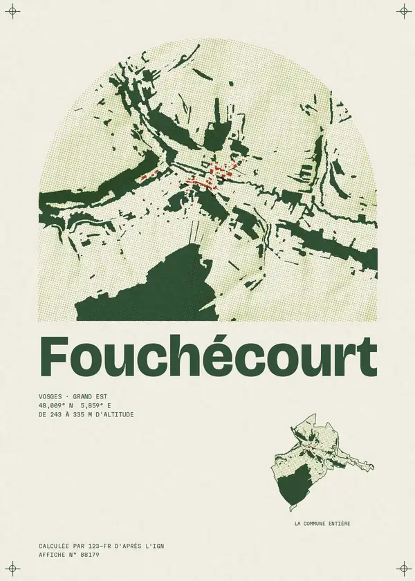Affiche de Fouchécourt, calculée par 123-fr d'après l'IGN