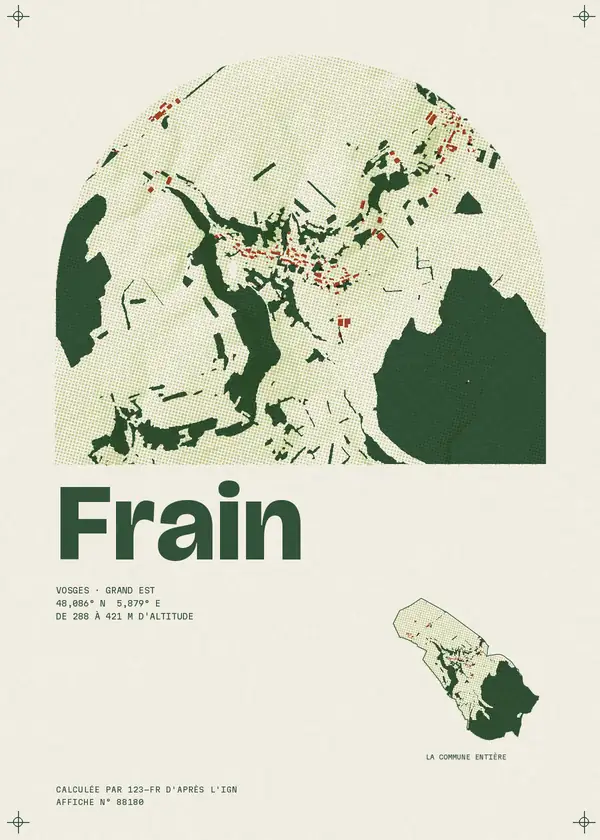 Affiche de Frain, calculée par 123-fr d'après l'IGN
