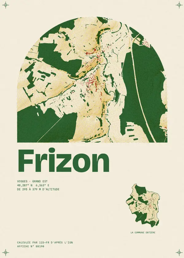 Affiche de Frizon, calculée par 123-fr d'après l'IGN