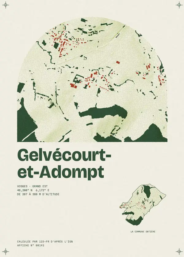 Affiche de Gelvécourt-et-Adompt, calculée par 123-fr d'après l'IGN