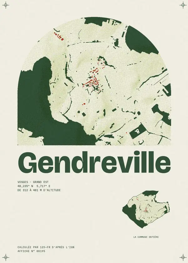 Affiche de Gendreville, calculée par 123-fr d'après l'IGN