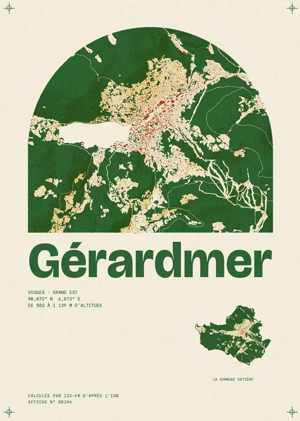 Affiche de Gérardmer, calculée par 123-fr d'après l'IGN