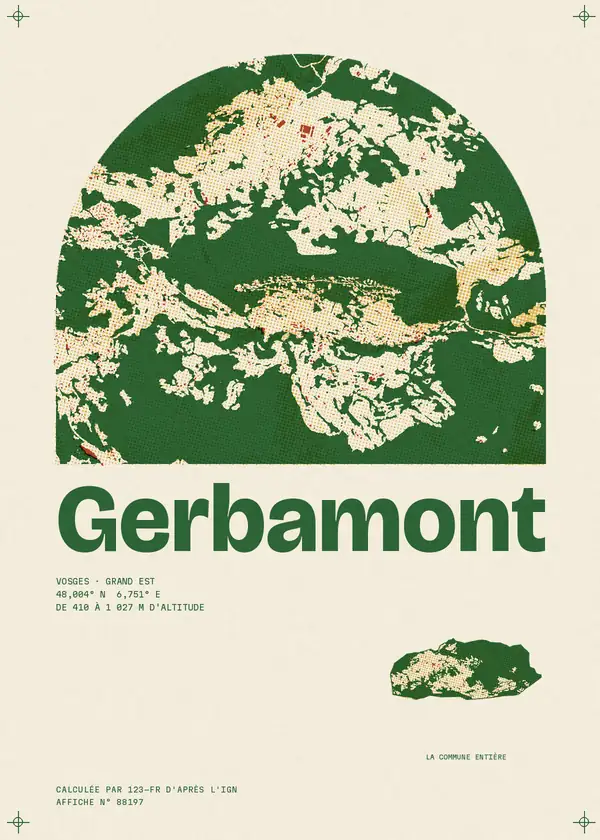 Affiche de Gerbamont, calculée par 123-fr d'après l'IGN