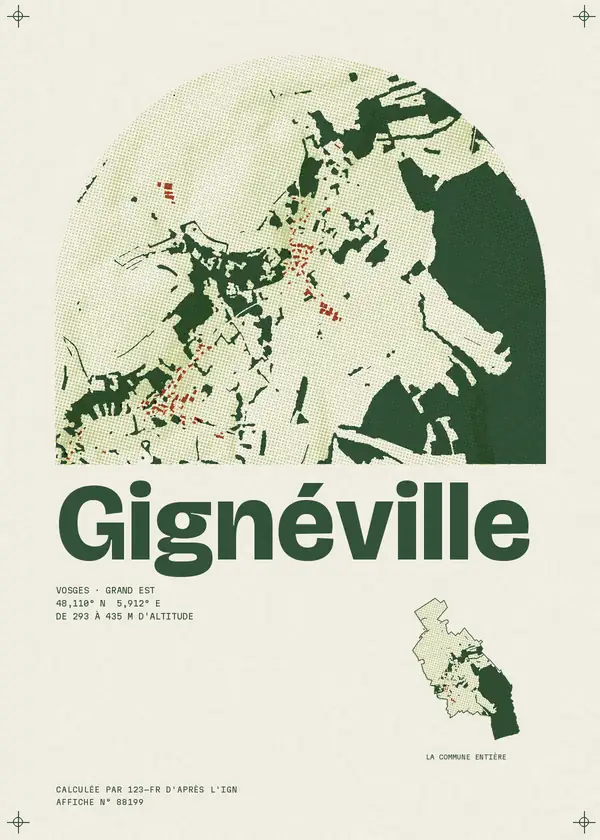 Affiche de Gignéville, calculée par 123-fr d'après l'IGN