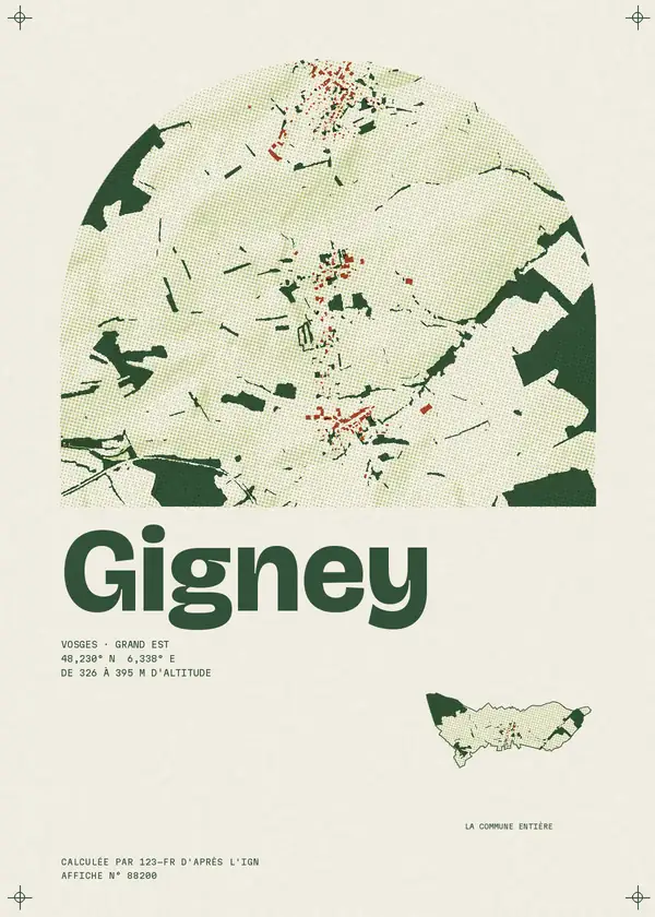 Affiche de Gigney, calculée par 123-fr d'après l'IGN