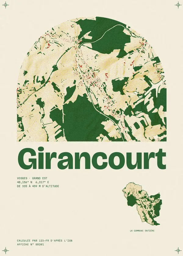 Affiche de Girancourt, calculée par 123-fr d'après l'IGN