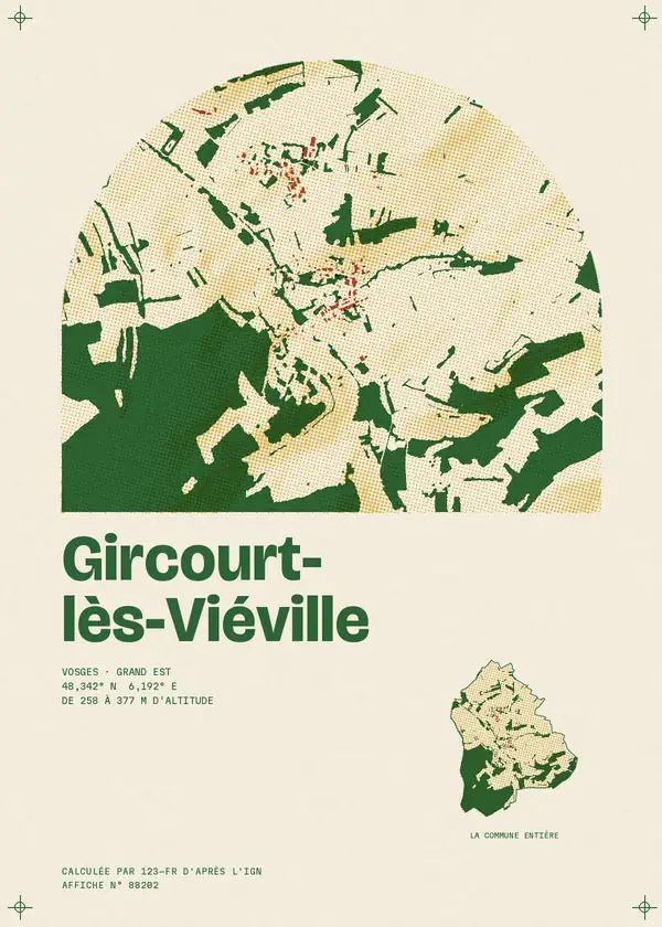 Affiche de Gircourt-lès-Viéville, calculée par 123-fr d'après l'IGN