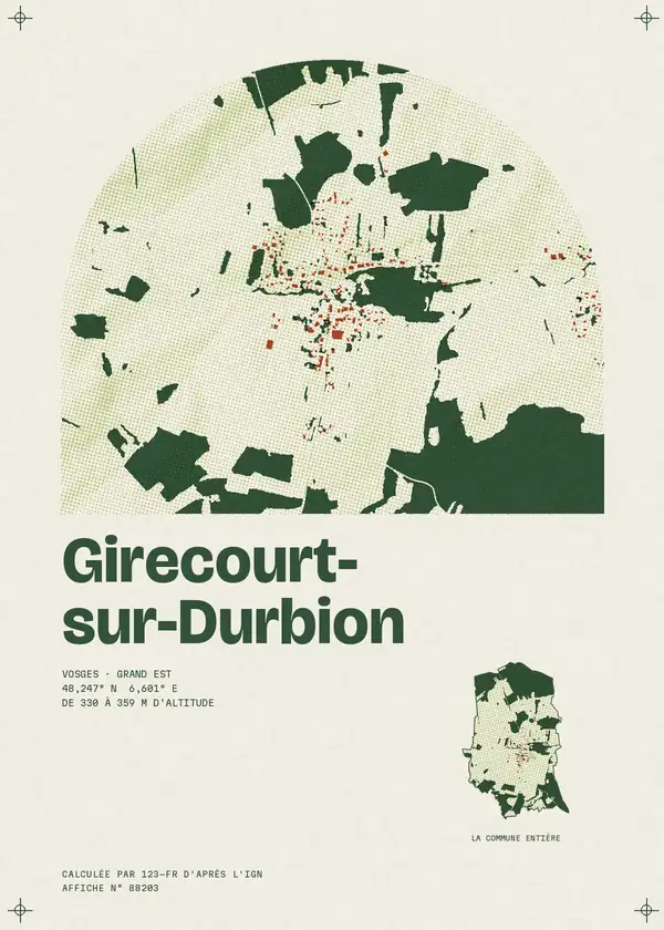 Affiche de Girecourt-sur-Durbion, calculée par 123-fr d'après l'IGN