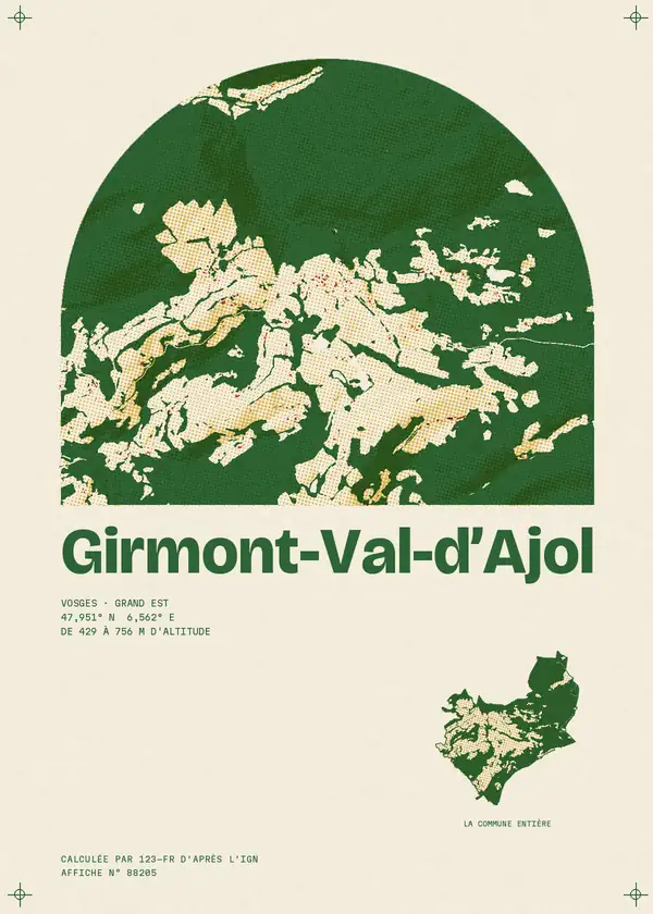 Affiche de Girmont-Val-d'Ajol, calculée par 123-fr d'après l'IGN