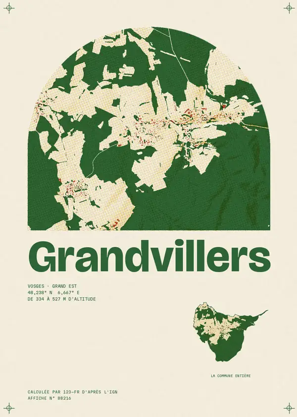Affiche de Grandvillers, calculée par 123-fr d'après l'IGN