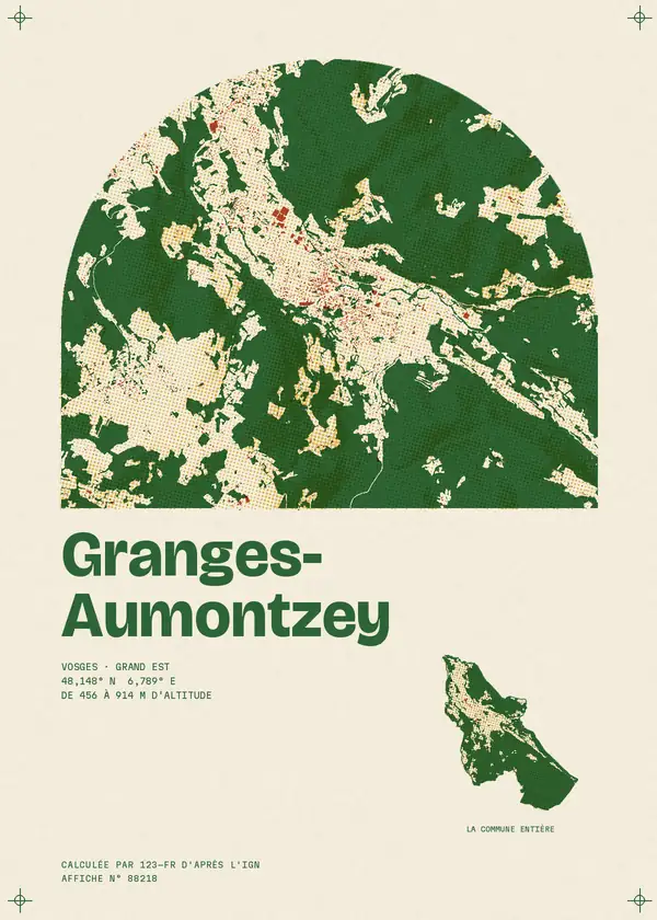 Affiche de Granges-Aumontzey, calculée par 123-fr d'après l'IGN