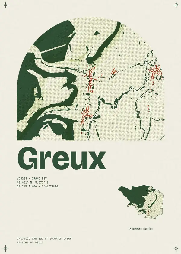 Affiche de Greux, calculée par 123-fr d'après l'IGN
