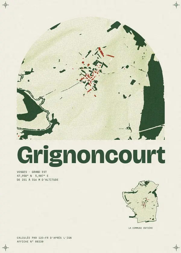 Affiche de Grignoncourt, calculée par 123-fr d'après l'IGN