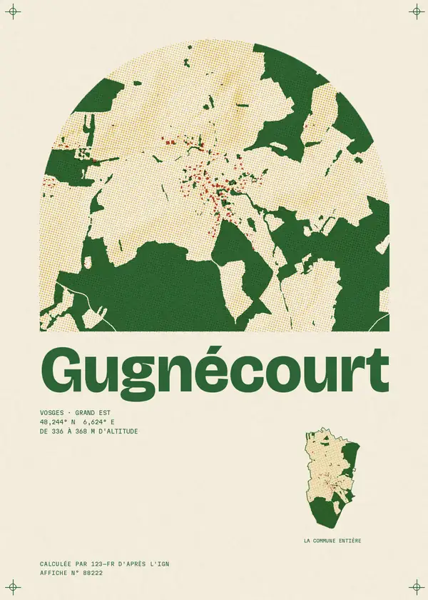 Affiche de Gugnécourt, calculée par 123-fr d'après l'IGN