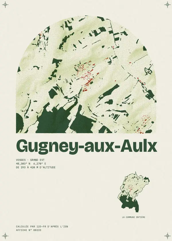Affiche de Gugney-aux-Aulx, calculée par 123-fr d'après l'IGN