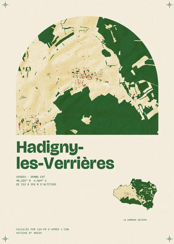 Affiche de Hadigny-les-Verrières, calculée par 123-fr d'après l'IGN