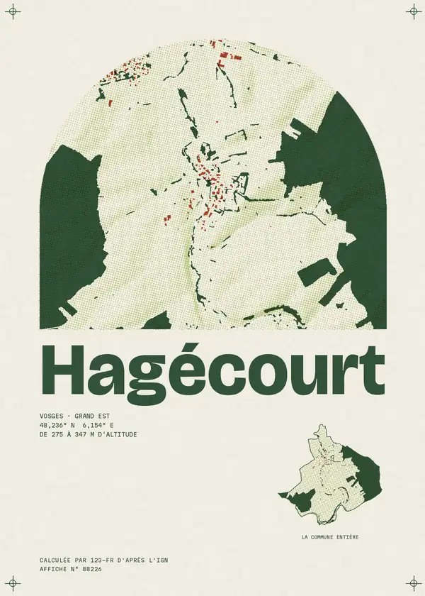 Affiche de Hagécourt, calculée par 123-fr d'après l'IGN