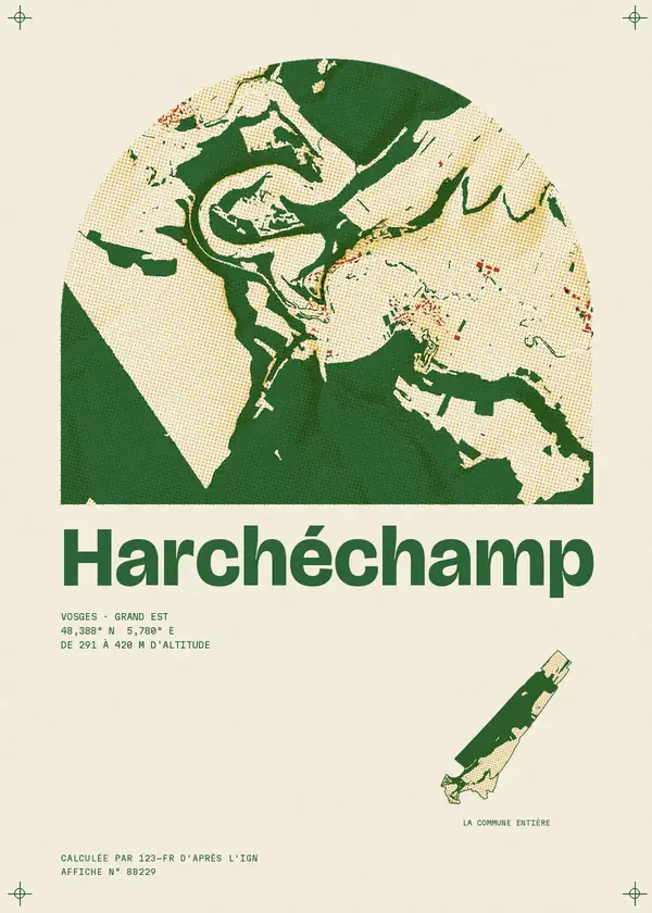 Affiche de Harchéchamp, calculée par 123-fr d'après l'IGN