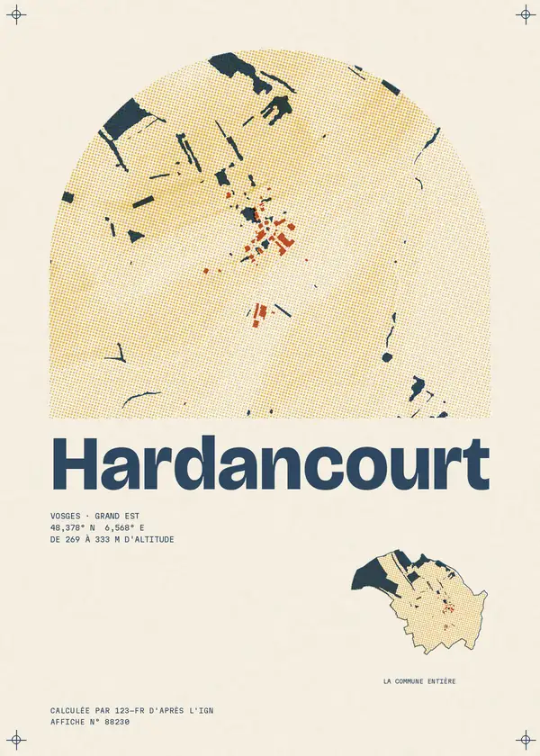 Affiche de Hardancourt, calculée par 123-fr d'après l'IGN