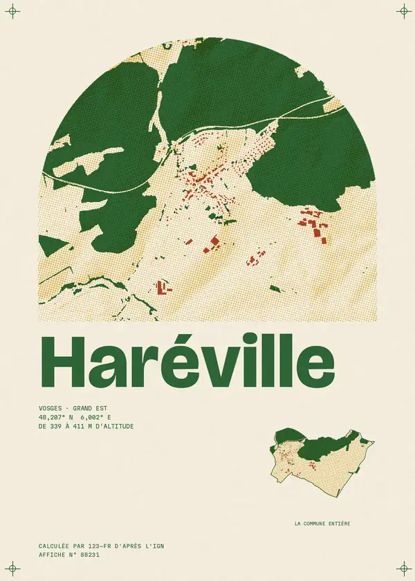 Affiche de Haréville, calculée par 123-fr d'après l'IGN