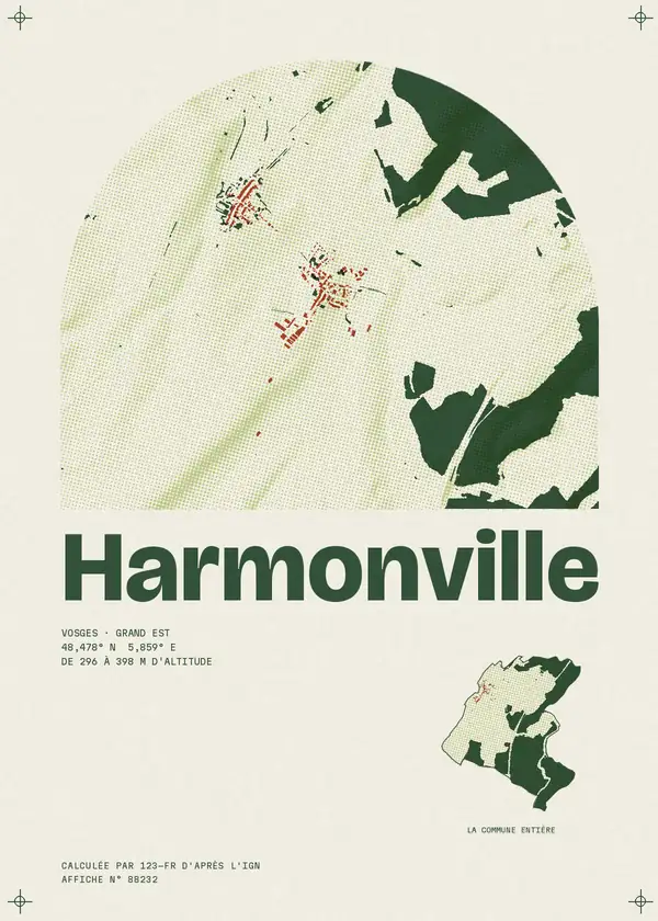 Affiche de Harmonville, calculée par 123-fr d'après l'IGN