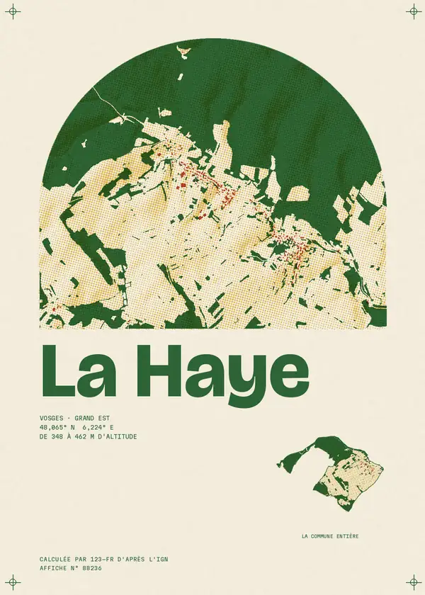 Affiche de La Haye, calculée par 123-fr d'après l'IGN