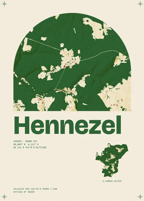 Affiche de Hennezel, calculée par 123-fr d'après l'IGN