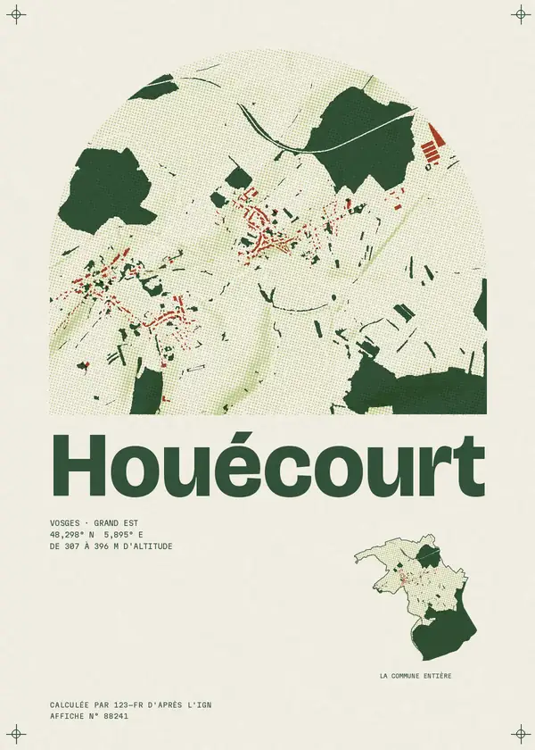 Affiche de Houécourt, calculée par 123-fr d'après l'IGN