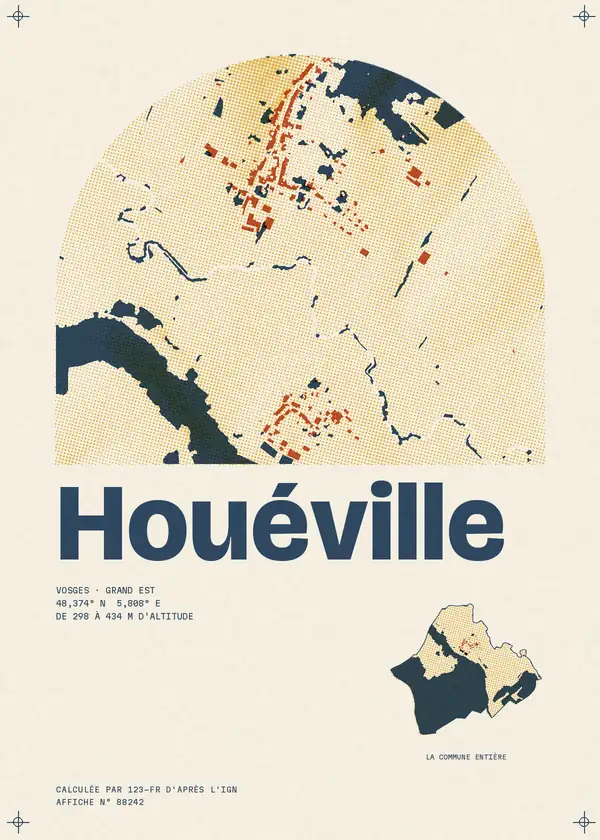Affiche de Houéville, calculée par 123-fr d'après l'IGN