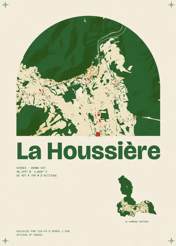 Affiche de La Houssière, calculée par 123-fr d'après l'IGN