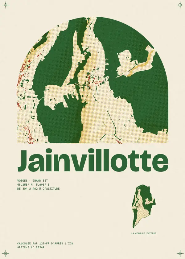 Affiche de Jainvillotte, calculée par 123-fr d'après l'IGN