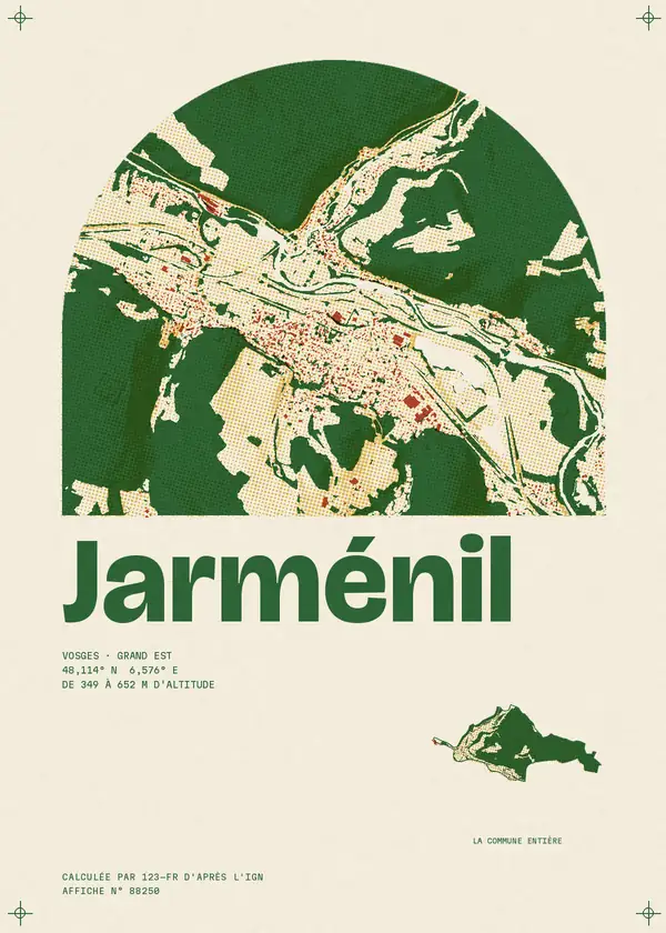 Affiche de Jarménil, calculée par 123-fr d'après l'IGN