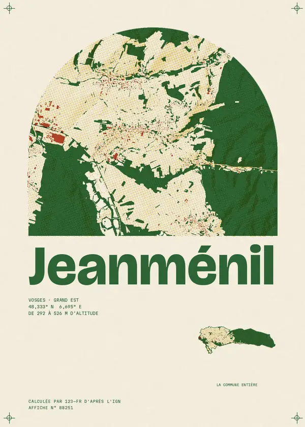 Affiche de Jeanménil, calculée par 123-fr d'après l'IGN