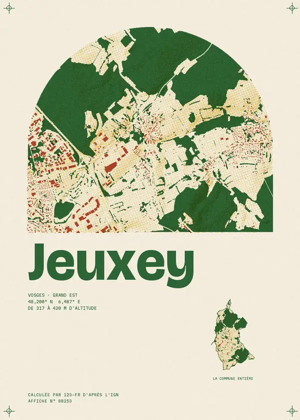 Affiche de Jeuxey, calculée par 123-fr d'après l'IGN
