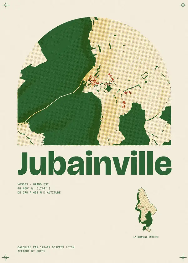 Affiche de Jubainville, calculée par 123-fr d'après l'IGN